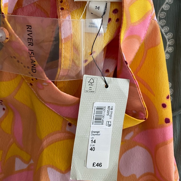 ASOS River Island Retro Floral Puff Sleeve Open Back Maxi Dress - Picture 4 of 5